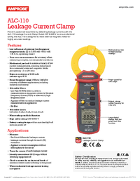 Thumbnail of document Data Sheet - ALC-110 Leakage Current Clamp